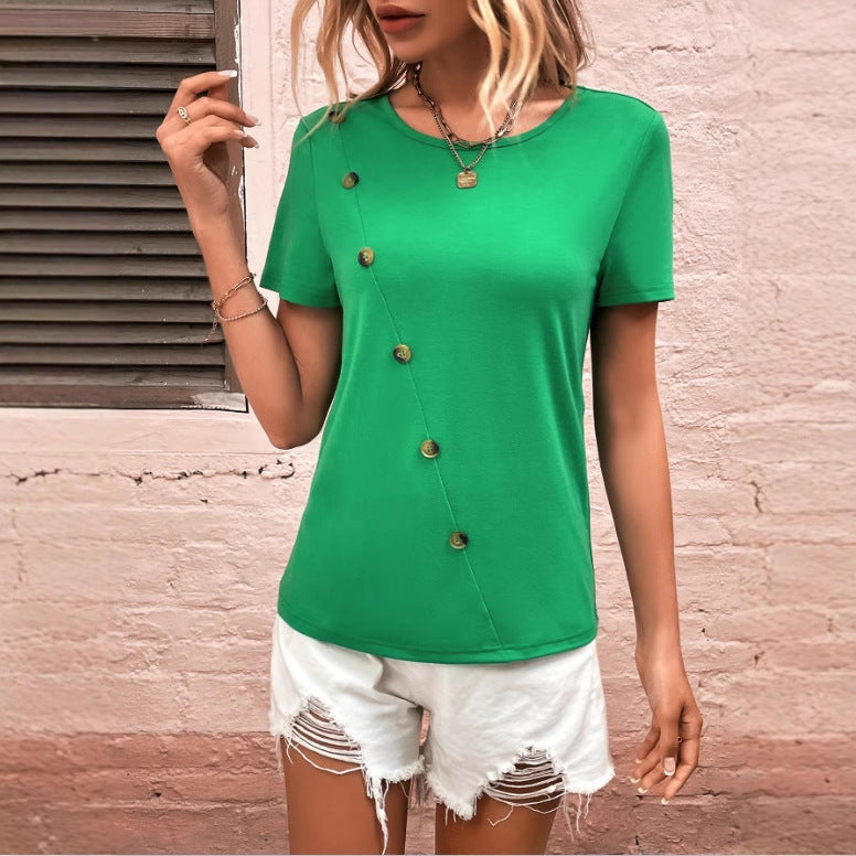 T-shirt élégant pour femmes avec détails en bouton Chic und Stil
