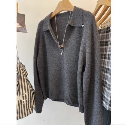 Pull confortable pour femmes avec col montant et fermeture éclair courte Chic und Stil