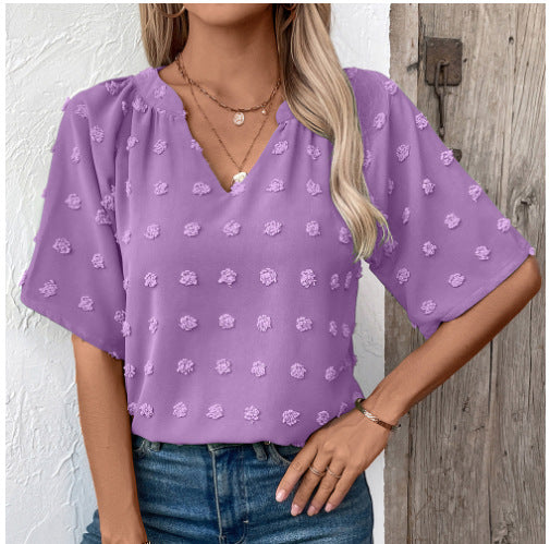 Dames haut élégant avec motif floral structuré Chic und Stil