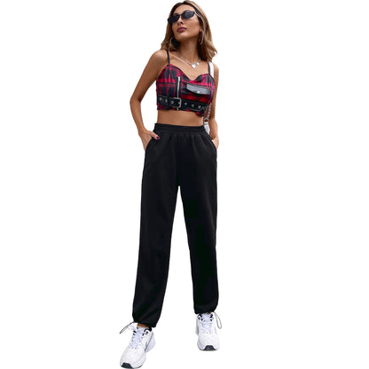 Women Comfortable Sports Pants with Elastic Waist and Side Pockets Chic and Style
