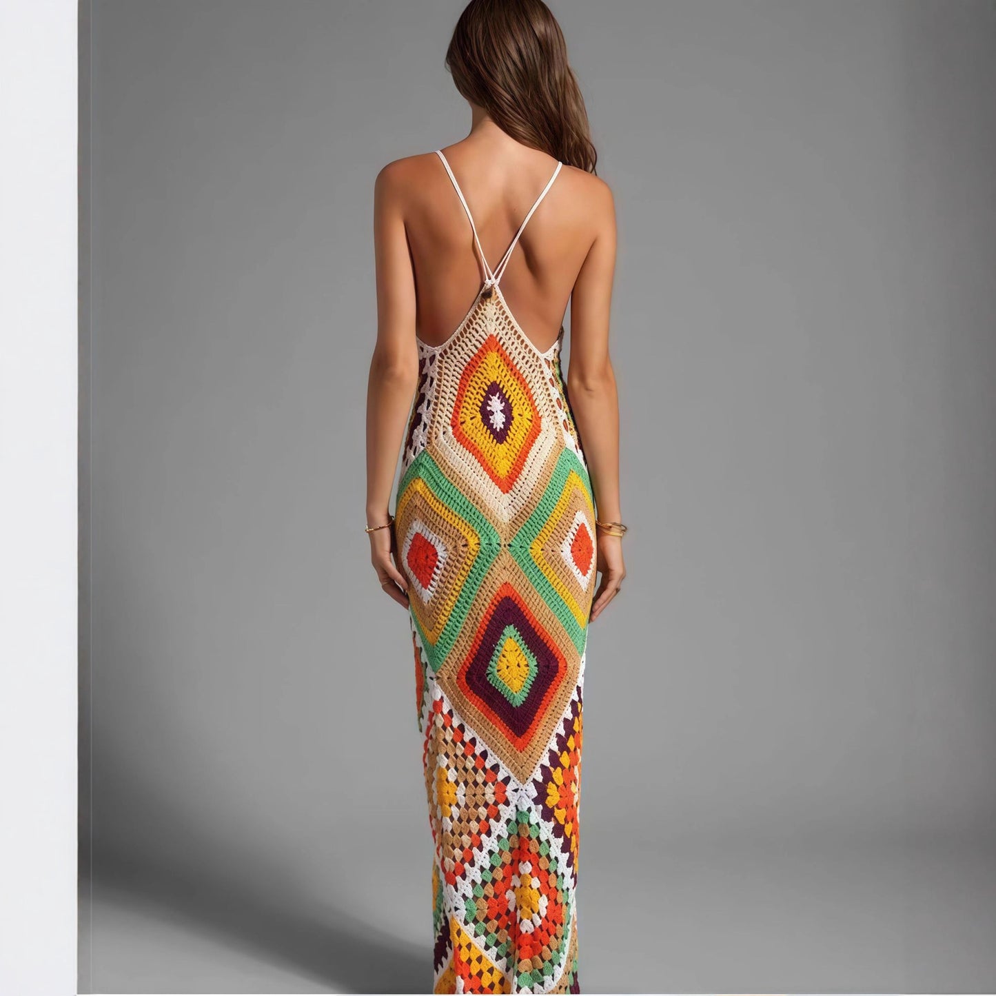 Robe maxi en tricot pour femmes au design en crochet unique Chic und Stil
