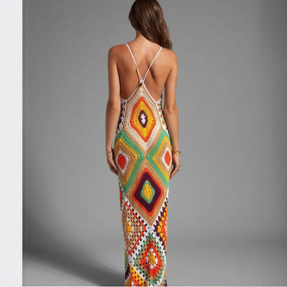 Robe maxi en tricot pour femmes au design en crochet unique Chic und Stil