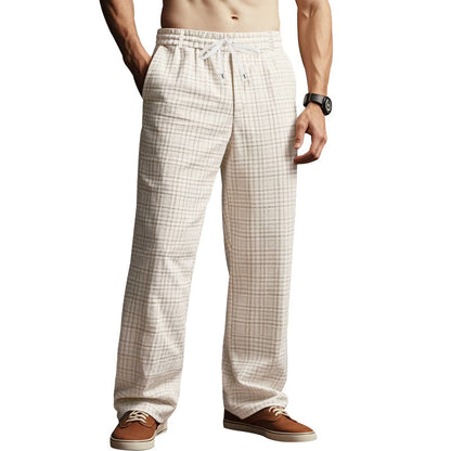 Pantalon à carreaux décontracté pour hommes avec taille élastique et cordon de serrage réglable Chic und Stil