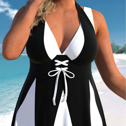 Dames Halterneck Maillot Tunika Set Chic und Stil