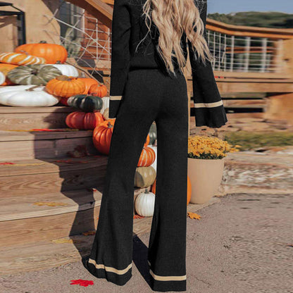 Dames ensemble décontracté avec jambe large et décolleté en V Chic und Stil