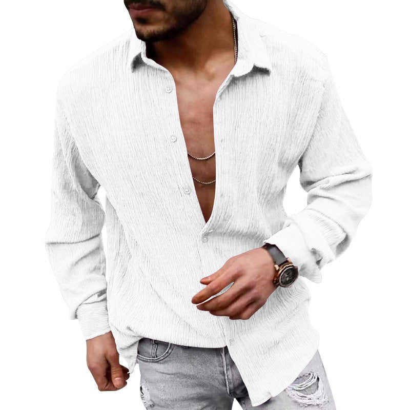 Chemise décontractée à manches longues pour hommes en tissu texturé et au look moderne Chic und Stil