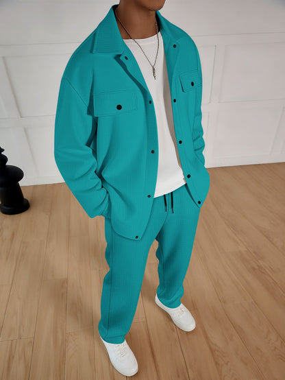 Costume de loisir élégant pour hommes avec veste texturée et pantalon confortable Chic und Stil