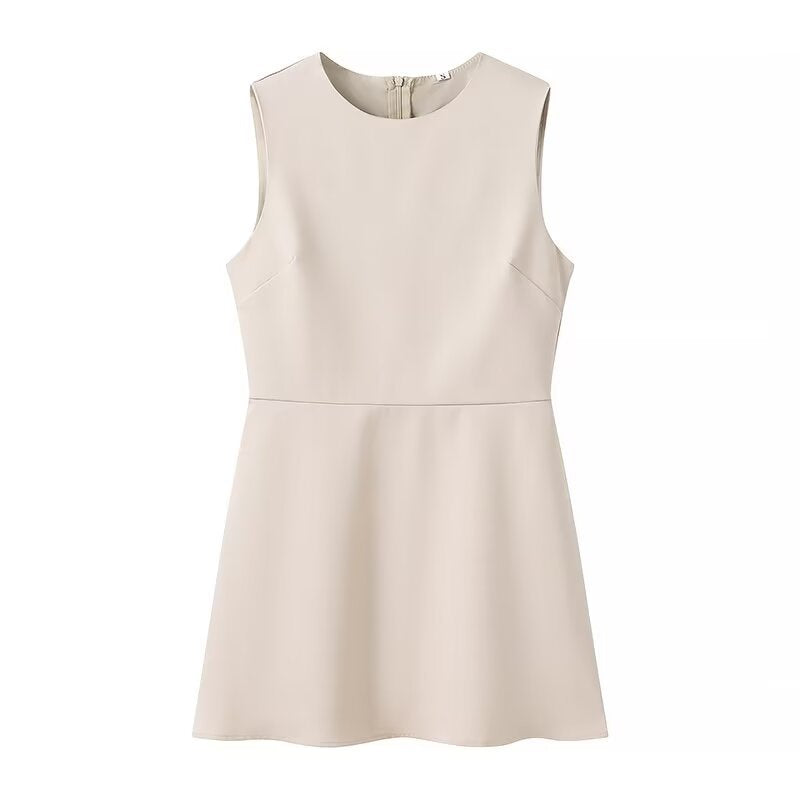 Robe sans manches élégante pour dames avec col haut et jupe évasée Chic und Stil