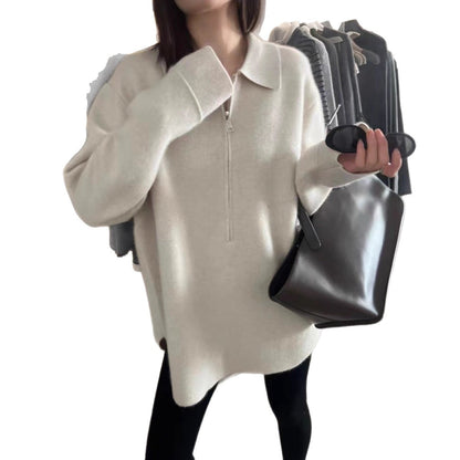 Dames pull modeste avec fermeture éclair et col Chic und Stil