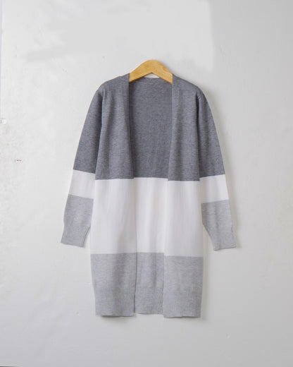 Dames gilet décontracté en tricot avec un motif à rayures modernes et des devant ouverts Chic und Stil