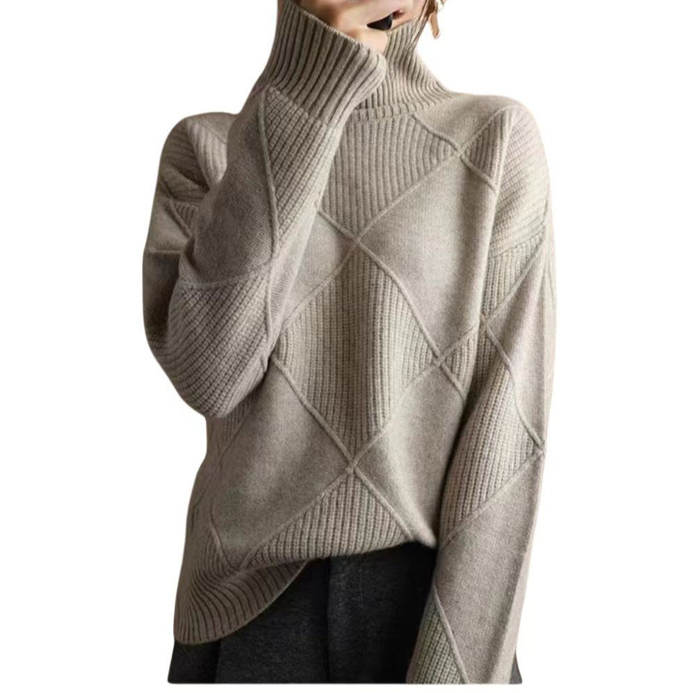 Pull oversized pour femmes avec col montant et design structuré Chic und Stil