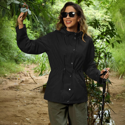 Functional transitional jacket for women with adjustable waist and hood Chic und Stil