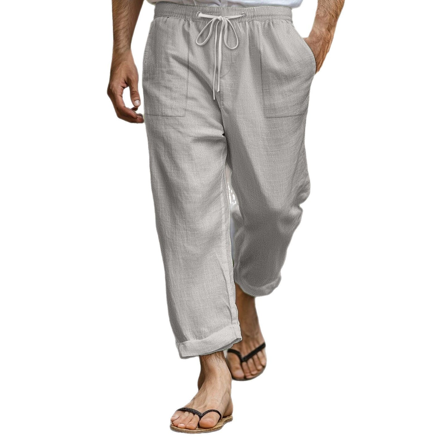 Casual and breathable linen pants for men with elastic waistband and practical side pockets Chic and Style