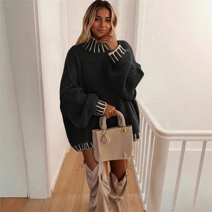 Pull en tricot oversize pour dames avec col décoratif Chic und Stil