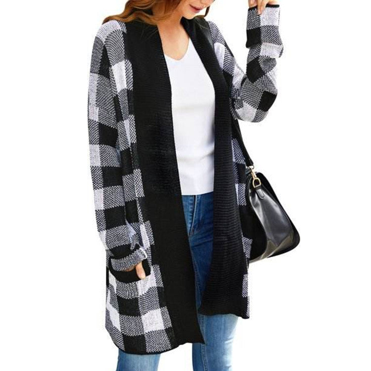 Cardigan pour femmes avec motif à carreaux et coupe décontractée Chic und Still