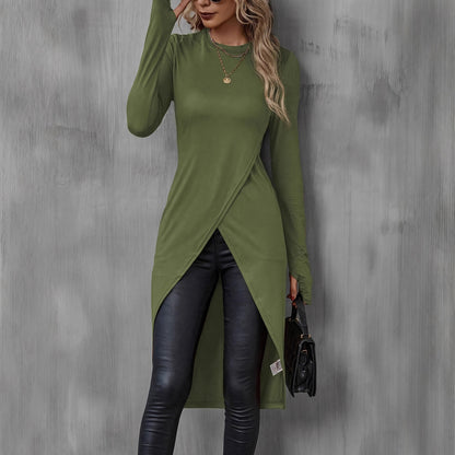 Asymmetrical long t-shirt for women with an elegant draped effect Chic und Stil