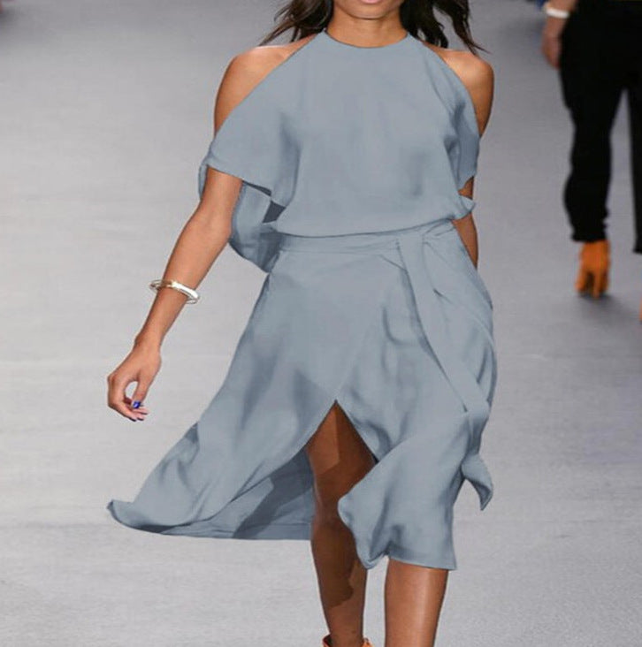 Dames Robe maxi élégante et fluide avec décolleté plongeant et taille marquée Chic und Stil