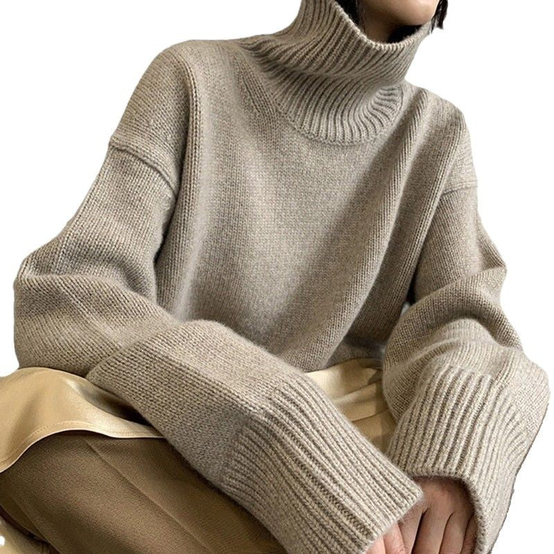 Dames Pull iconique à col haut et coupe oversize Chic und Stil