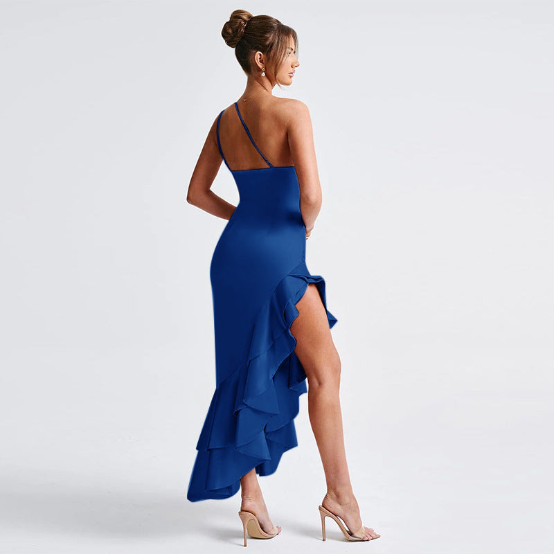 Dames Robe de soirée asymétrique élégante avec volants Chic und Stil
