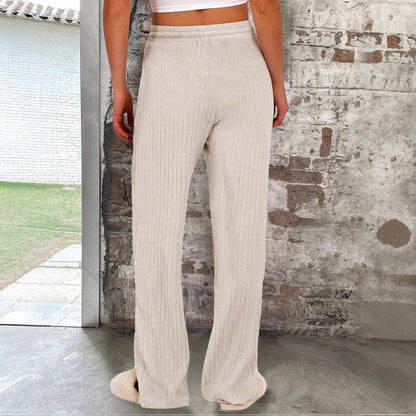 Wide ribbed knit pants for women with elastic waistband Chic und Stil