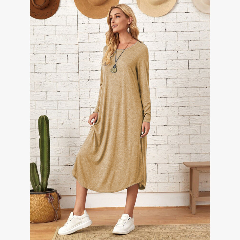 Robe longue décontractée à manches longues pour femmes avec poches pratiques Chic und Stil