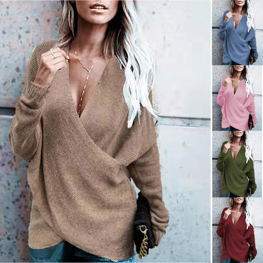 Chic und Stil Pull femme avec décolleté en V profond et coupe décontractée