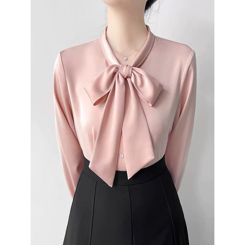 Chemisier en satin à noeud pour femme Chic und Stil