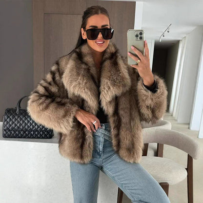 Dames élégante veste en fausse fourrure Chic und Stil