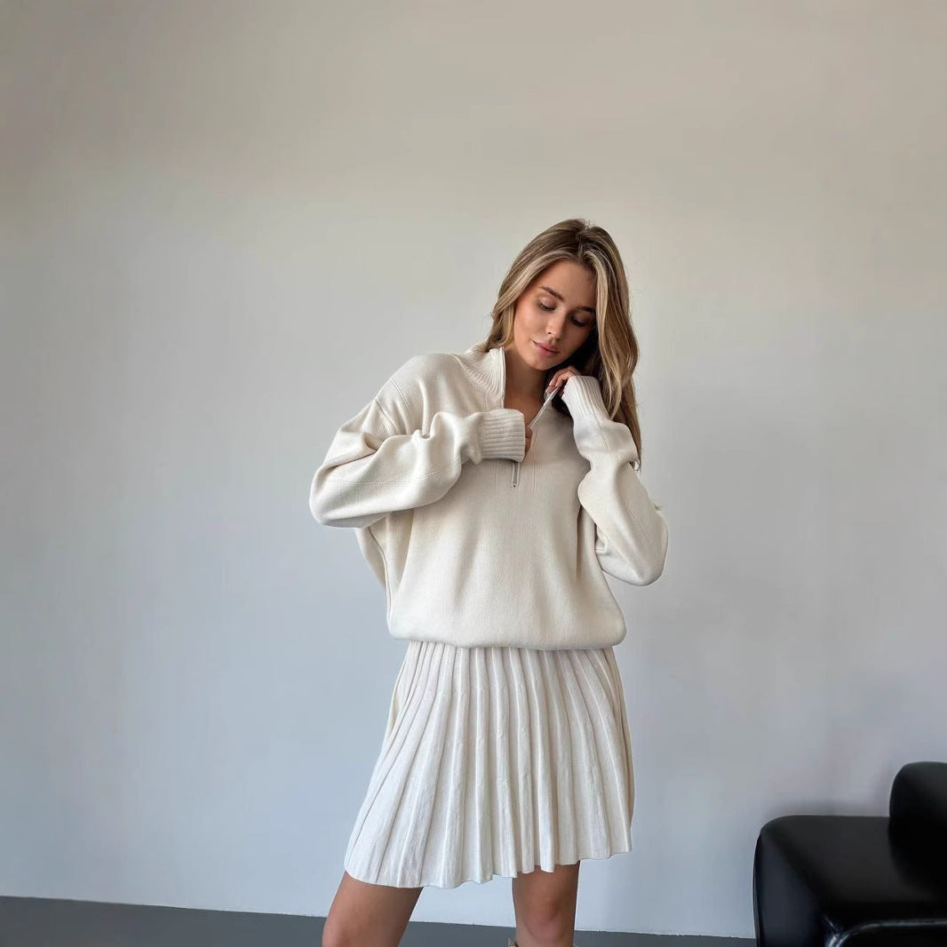 Pull court en maille à fermeture éclair pour femmes Chic und Stil