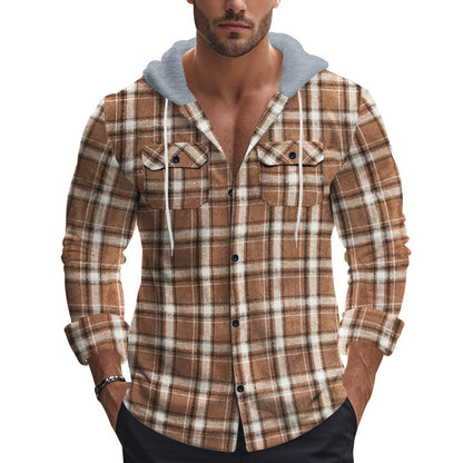 Chemise de loisirs à carreaux pour hommes avec col à capuche amovible Chic und Stil