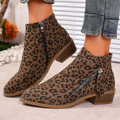 Bottines pour femmes avec un élégant motif léopard et une fermeture éclair élégante Chic und Stil