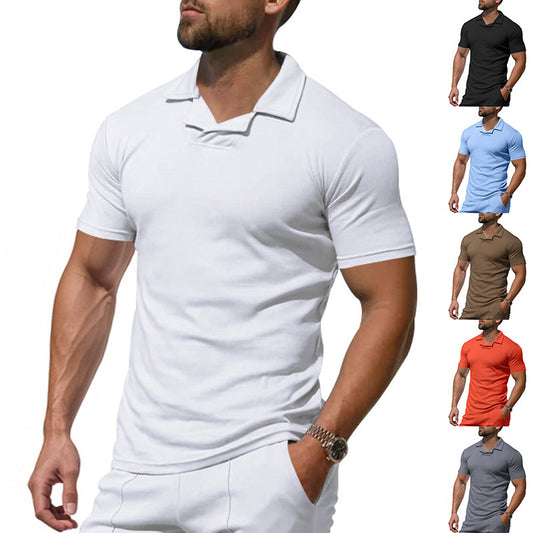Men's Short Sporty Polo with Stylish Reversed Collar Chic and Style