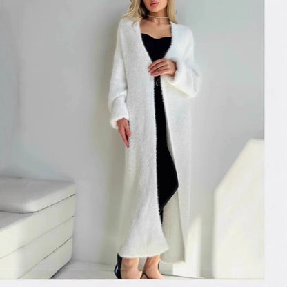 Dames Grosse Maille Cardigan Long Chic und Stil