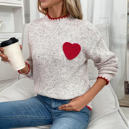 Pull en tricot pour femmes avec application en cœur et design structuré Chic und Stil