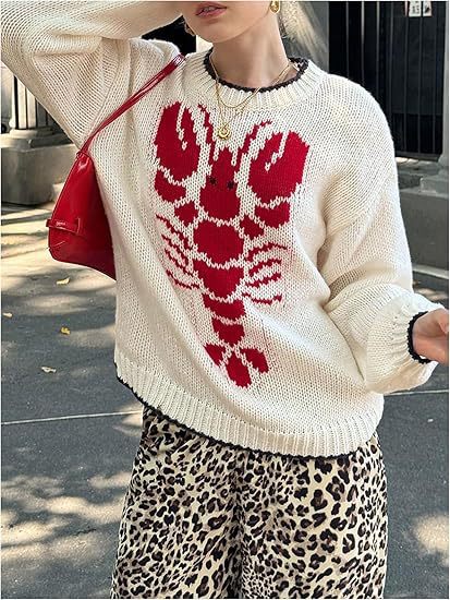 Pull femme avec motif unique de homard et tricot léger Chic und Stil