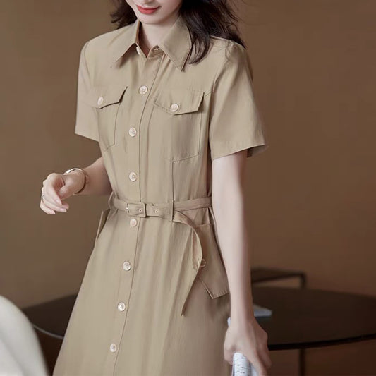 Robe chemise utilitaire à manches courtes pour femmes Chic und Stil