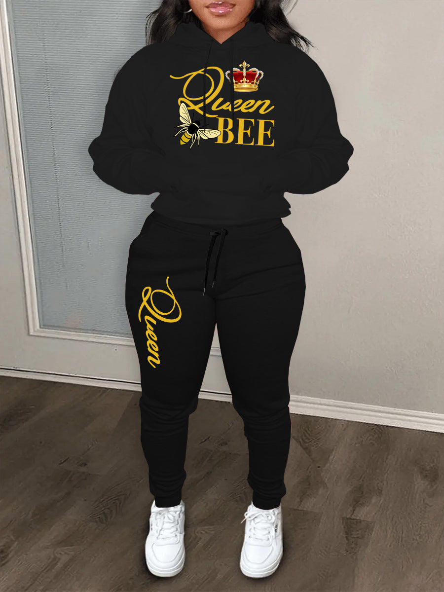 Dames Hoodie et pantalon de jogging Set avec design créatif "Queen Bee" Chic und Stil