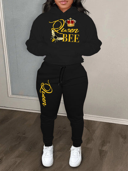 Dames Hoodie et pantalon de jogging Set avec design créatif "Queen Bee" Chic und Stil