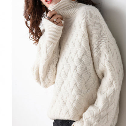 Dames Chunky Tricot Col Roulé Pull Chic und Stil