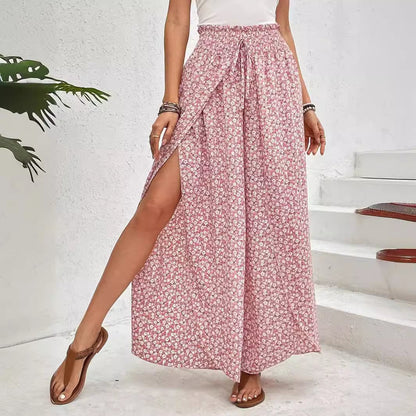 Summer palazzo pants for women with elastic waist and floral pattern Chic and Style