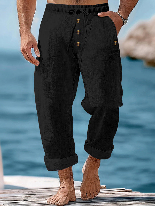 Casual linen pants for men with adjustable waistband and functional pockets Chic and Style