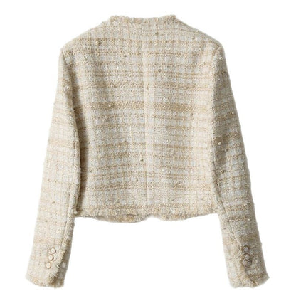 Veste en tweed bouclé pour femmes avec des détails de boutons chics Chic und Stil