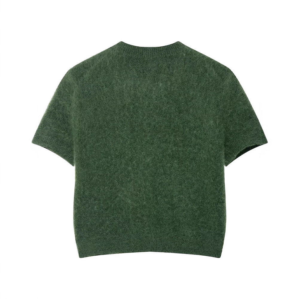 Dames cardigan doux à manches courtes et boutons Chic und Stil