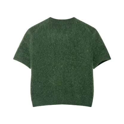 Dames cardigan doux à manches courtes et boutons Chic und Stil