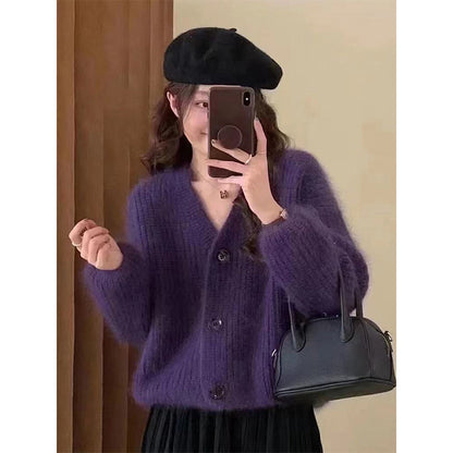 Dames Pull-over en tricot douillet avec de gros boutons Chic und Stil