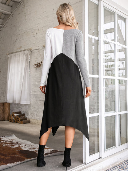 Robe portefeuille à manches longues pour femmes avec ourlet asymétrique et décolleté en V Chic und Stil