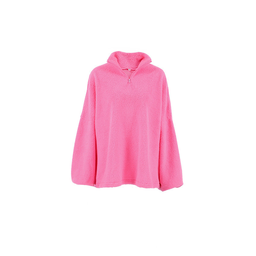 Women's padded fleece pullover with high zipper Chic und Stil