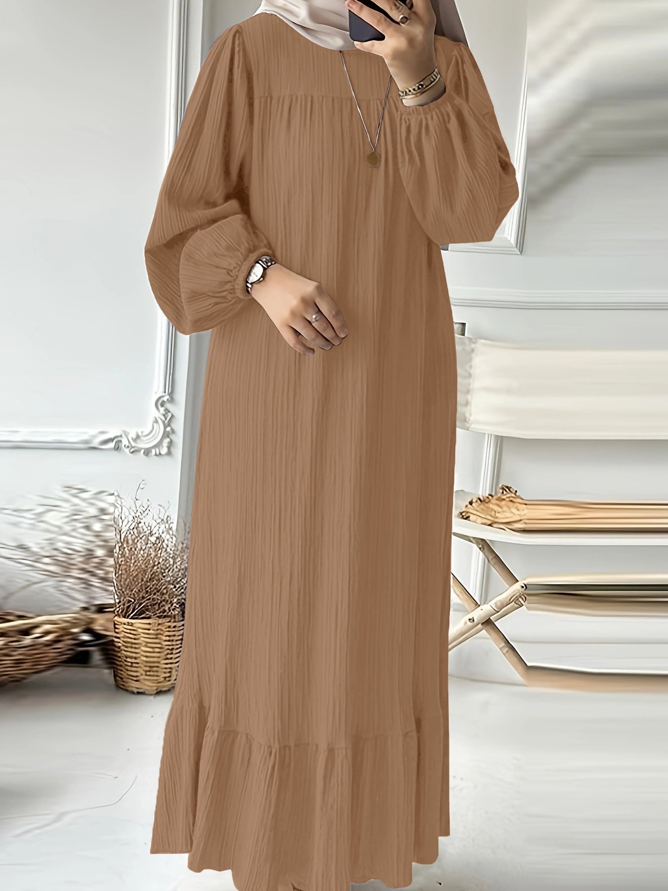Robe maxi pour dames en mélange de coton léger Chic und Stil