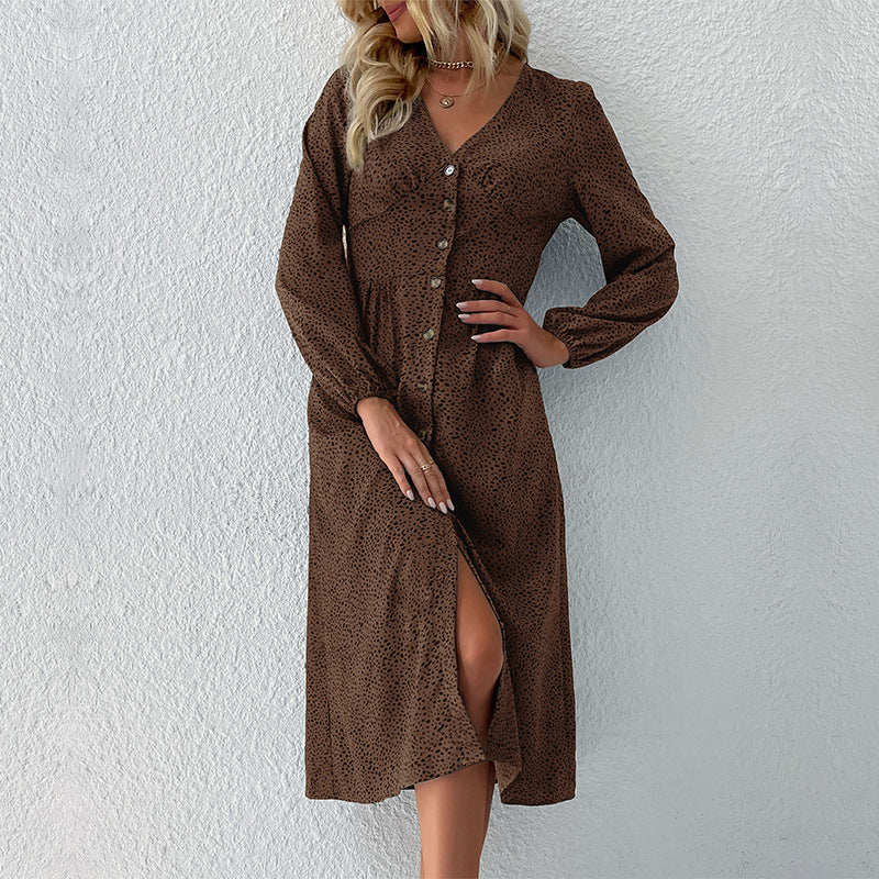 Robe midi pour femmes avec boutonnage et manches volumineuses Chic und Stil
