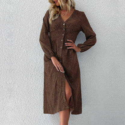 Robe midi pour femmes avec boutonnage et manches volumineuses Chic und Stil